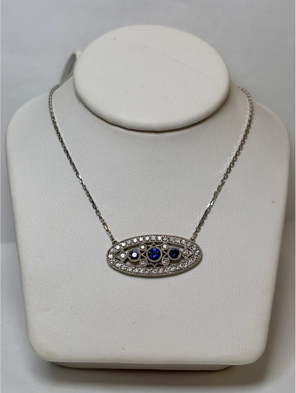 18k White Gold Sapphire and Diamond Necklace